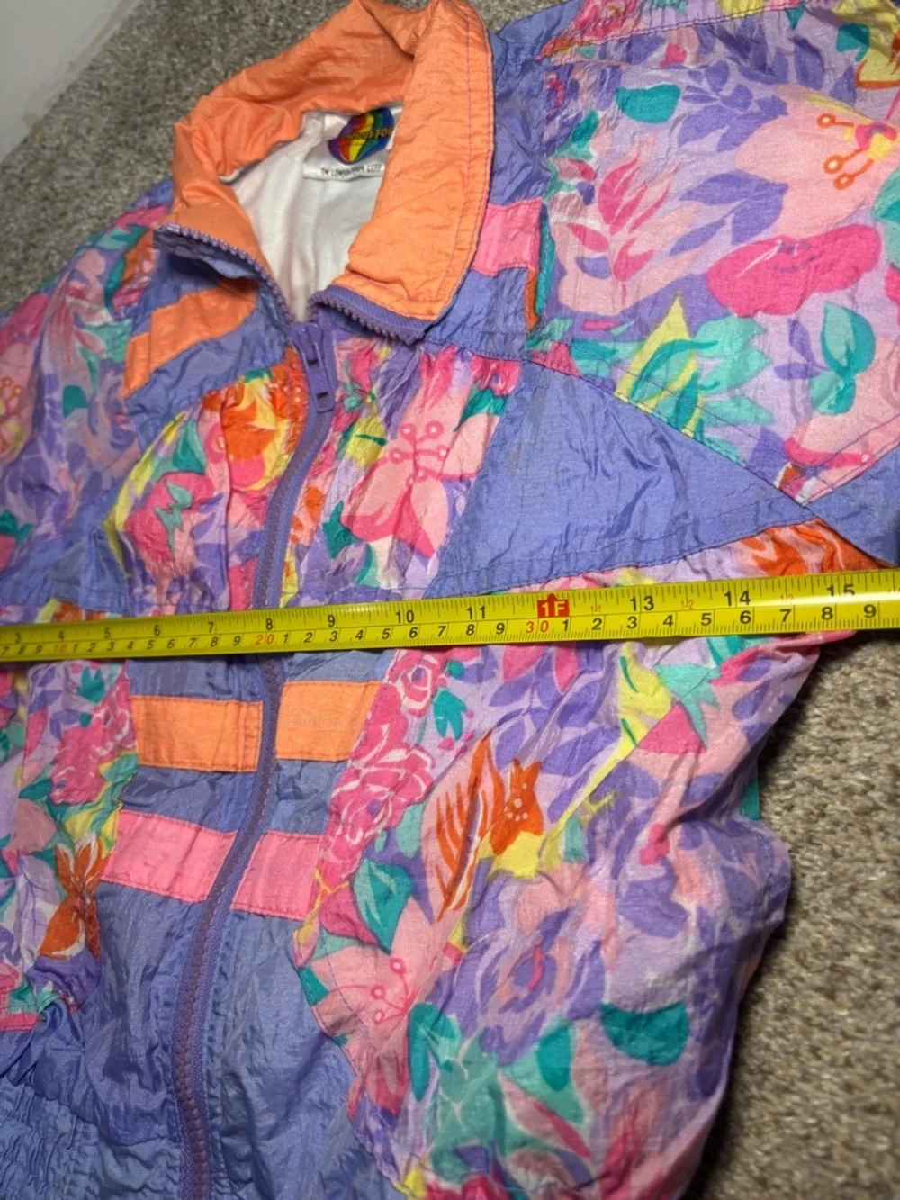 Vintage London Fog Vibrant Floral Cropped Windbreaker Track Jacket Girl’s Large